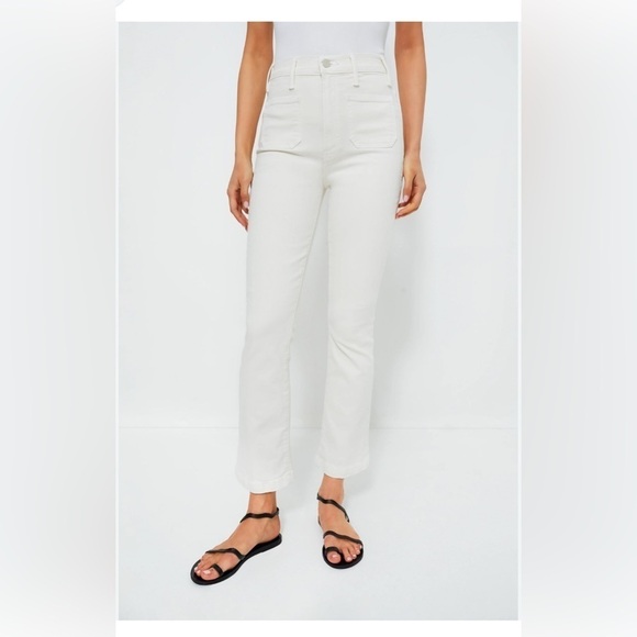 MOTHER Women's Sz 24 32 33 The Hustler Patch Pocket Floodcream Jeans summer